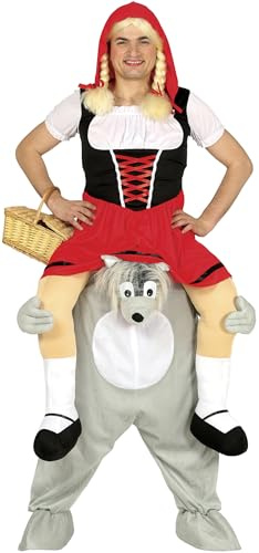 FIESTAS GUIRCA Huckepack Rotkäppchen Wolf Kostüm für Erwachsene L