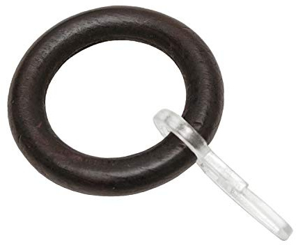 GARDINIA Gardinenringe mit Faltenlegehaken, Für Ø 25 mm, Holz, Kolonial-gebürstet, 10er-Pack