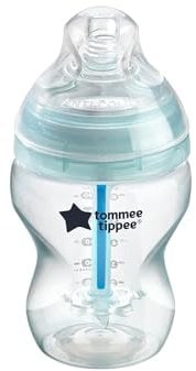 Tommee Tippee Anti-Colic Baby Bottle, Slow Flow Breast-Like Teat and Unique Anti-Colic Venting System, 260ml, Pack of 1, Clear