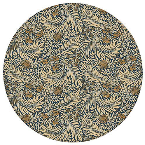 Edle Jugendstil Tapete Délice florale nach William Morris, dunkelblau beige Vlies-Tapete Blumen Ornament, kleiner Rapport GMM Ornamenttapete für Wohnzimmer (Muster 20 x 46,5cm)