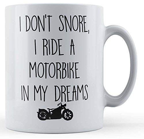Father Fox - Moto, biker, I Don't Snore, I Ride Motorbike in Dreams - Tazza regalo divertente, in ceramica, 11fl.oz.