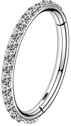 OUFER 16G Rostfreier Stahl Knorpel Ohrringe Fünf Petal Clear CZ Blume Tragus Helix Earrings Knorpel Ohrstecker steel-16G-9mm