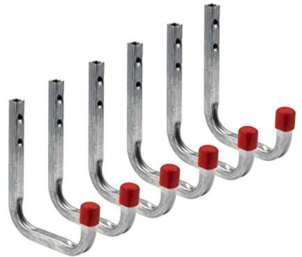 Gedotec Wandhaken Garage Metall-Haken Werkstatt | Schwerlast-Gerätehalter 150 x 210 mm | Befestigungshaken für die Wand-Montage | Tragkraft 35 kg | 6 Stück - Montagehaken-Set für Geräte-Halterung
