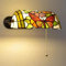 Tiffany Stil Wandleuchte mit Zugschalter, Retro Landhausstil Wandlampe Schlafzimmer Nachttischlampe Leselampe, Handgemacht Buntglas Schirm, E27 Innen leuchte, für Wohnzimmer Flur Studieren Loft,7