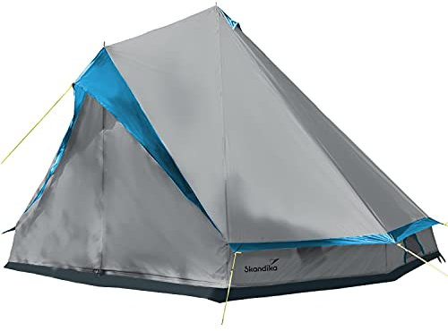 Skandika Tipi Comanche 400 Zelt für 8 Personen | Outdoor Tipi mit abnehmbarem Zeltboden, Moskitonetz, Stahl-Gestänge, 2,5 m Stehhöhe, 3000 mm Wassersäule | Indianerzelt, Partyzelt, Festivalzelt