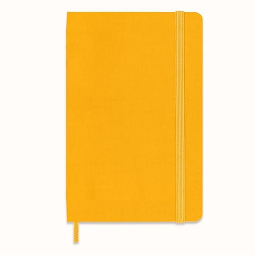 Moleskine Classic Liniertes Notizbuch, Hardcover aus Seide mit Elastikverschluss, Taschenformat, Farbe Orange Gelb
