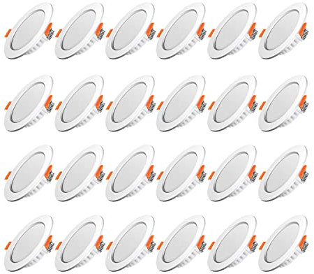 Tofisr LED Einbaustrahler Flach 230V Inkl. 24 x 5W Einbauleuchten Slim Deckenstrahler IP20 Downlights Warmweiß 2700K LED Spots Set