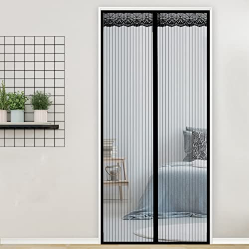 Zanzariera Magnetica 140x240cm(55x94inch) Robusta fibra di vetro zanzariere tende Non è Necessario Praticare Fori per corridoi, porte, cortili, Nero A
