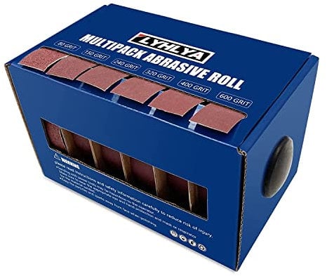 6 Rolls Sandpaper, 2.5cm x 8m Sand Paper Abrasive Paper with Dispenser Emery Cloth Roll for Wood Furniture Finishing Metal Sanding Automotive Polishing, 80/150/240/320/400/600