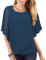 Vafoly Damen Bluse Elegant Fließende Sommer Oberteil Arbeitskleidung für Büro 3/4 Arm Tunika für Leggings Tropenbluse Poncho Blau XXL