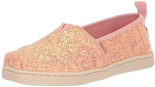 TOMS Girl's Classic Alpargata Loafer Flat, Pink Quartz Chunky Glitter, 3 UK