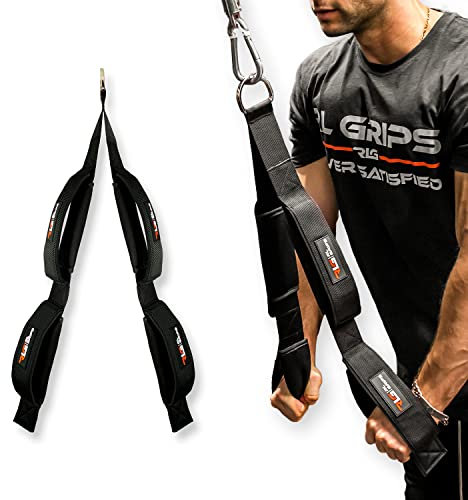 RL Grips® Corda Tricipiti Lunga per Allenamento alle Carrucole - Accessorio di Trazione per Palestra con Cavo - Fascia per Tricipiti, Facepull o Pullover con Fissaggio Regolabile in Nylon