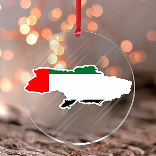 Ukraine Ornament Andenken Nationalflagge Runder Weihnachtsbaum Ornament Staatsflagge Reise Acryl Weihnachtskugel für Weihnachtsbaumschmuck