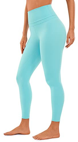 CRZ YOGA Damen Naked Feeling Sport Leggings High Wasit Sporthose Yogahose Blickdicht Lange Yoga Leggins - 64cm Türkis 42