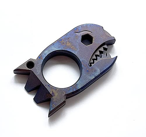 LULAOLIU EDC Pry Bar with Bottle Opener Wrench Titanium Prybar Multi Tool Shark Pocket Crowbar for Camping Hiking Fishing Outdoor Survival (Dazzling color)