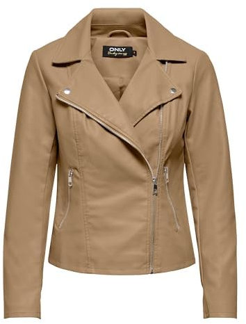 ONLY ONLNEWMELISA Faux Leather Biker CC OTW Blouson en Cuir, Œil de Tigre, S Femme