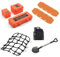 Ezweiji RC Crawler Zubehör, 1/10 Truck Dachträger Rc Zubehör Set 8 in 1 Tankaufbewahrungsbox, Gepäcknetz, Schaufel für Traxxas Slash Axial SCX10 TRX4 (Orange 1/10)