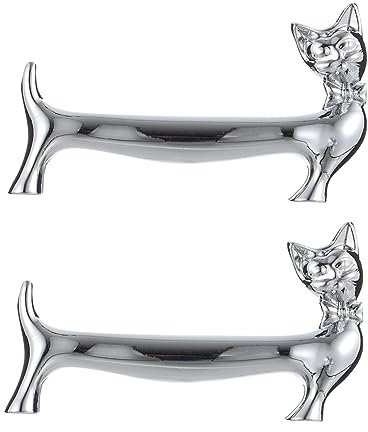 HOMSFOU Lot de 2 porte- Gentleman chat - Fourchette - Étagère à vaisselle - Support de pour chat - Support de cuillère de cuisine - Couteau - Banc à couteaux - Alliage Chine