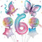 7Pcs schmetterling ballon,schmetterling deko geburtstag 6,schmetterling luftballon 6,geburtstag deko 6 jahre mädchen,geeignet für Mädchen-Geburtstagsparty-Dekoration, Themenparty Dekoration