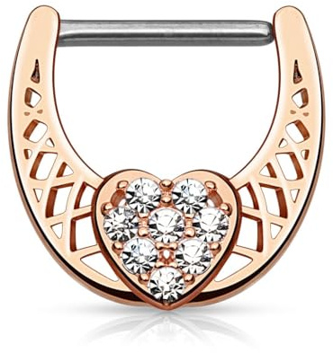 Taffstyle Piercing Ring Clicker Herz Glitzer Kristall