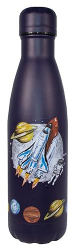 NatureVac Space - Borraccia termica da 500 ml di Deluxebase, in acciaio inox, colore nero, per palestra, ufficio, viaggi, doppia parete, sottovuoto, a prova di perdite e senza BPA, freddo per 24/12