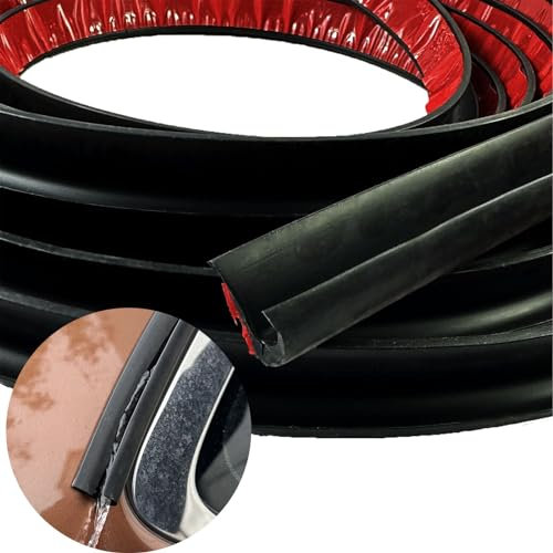 WDragon Felolion Gouttière de toit en plastique PVC pour voitures, camionnettes et camping-cars, bateau - Bordure en forme de J - Dos adhésif et flexible (noir, 5 m)