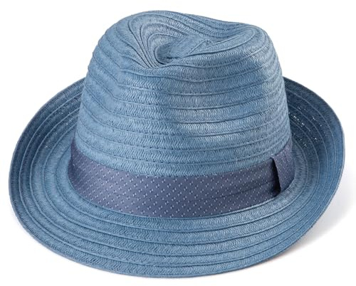 LADYBRO Stroh-Trilby-Hut für Männer - Sommer Sonnenhut Reise Strand Panama M/L & L/XL, Verstellbar