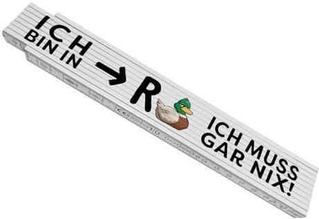 Ente Ruhestand Meterstab aus Holz mit Spruch Ich bin in R-Ente Ich muss gar nix Rentner Ruhestand Witziges Wortspiel Tier Ideal für Werkstatt