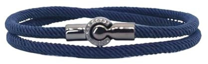 Tindo Dickes Wickel-Armband Herren mit Magnet Verschluss - Handmade - modisches accessoire für Männer - stylisches Stoff-Armband (Navy Blau)…