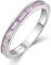 Starchenie Damen Ewigkeitsringe 925 Sterling Silber Rosa Turmalin Geburtsstein 5A Zirkonia Verlobungsring Eternity Promise Ringe Größe 56
