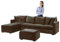 SYLC Samt Couch überzug L Form Sofabezug Ecksofa, Sofa Cover L Shape Stretch Mit Sitzkissen Rückenlehne, Universal Sofaüberwurf Waschbar (Dark Brown,Sofabezug 140-185cm)