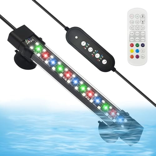 Lámpara LED Acuario, 7 Colores RGB Iluminación Acuario, Modo 24/7 para Salida del Sol-día-Luz Iluminación Acuario, 10 Niveles de Atenuación Rampa Led Acuario para Acuario (8 W, 20 cm)
