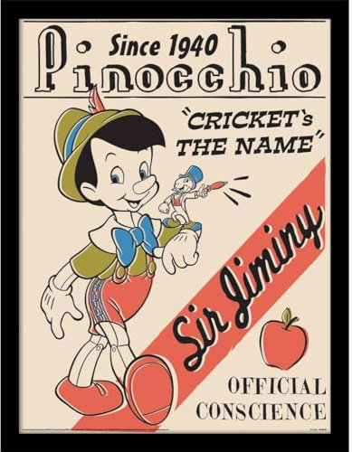 Pinocchio - Gerahmtes Poster Cricket´s The Name (40 cm x 30 cm) (Bunt)