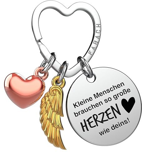 FABACH Beste Erzieherin Schlüsselanhänger Schutzengel Glücksbringer mit Herz und Gravur - Abschied Lehrerin Geschenke Erzieher Schlüsselanhänger - Kindergärtnerin Lehrer Danke Engel Geschenk