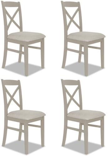 Statement Furniture Set of 4 Florence Cross Back Dining Chairs with Upholstered Seat, Wooden Kitchen Highback Chairs | W45cm H98cm D53cm, Seat Height 50cm (truffle, 4-Chairs)