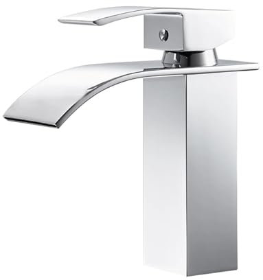 GSZCCZS Waschbecken Wasserhahn Wasserfall Einhebel Wasserfall Waschbecken Wasserhahn Waschtisch Kalt- und Warmmischbatterie Mattschwarz,Waschbecken Wasserhahn