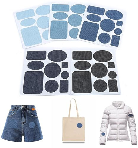 45-teilig Jean Flicken zum Aufbügeln, 5 Farben Selbstklebende Reparatur Patches, Aufbügelflicken für Jeans, Denim Patches Jeans Reparatursatz Jeans Bügelflicken für Jeans Kleidung Lochreparatur