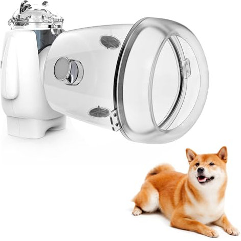STARSUM Haustiervernebler für Hunde, Hundevernebler mit Inhalatormaske, geräuscharm und leicht, geeignet für mittelgroße Hunde, Weiß/Opulenter Garten, Kunststoff oder Silikon, M