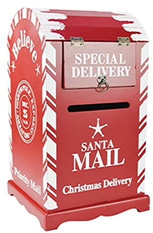 DUBTEDHOU Abschließbarer wetterfester Briefkasten für die Wa Standbriefkasten Freistehend Außenbriefkästen mit Postkasten Retro Holz Vertikaler Briefbox Weihnachten Innenszene Dekoration
