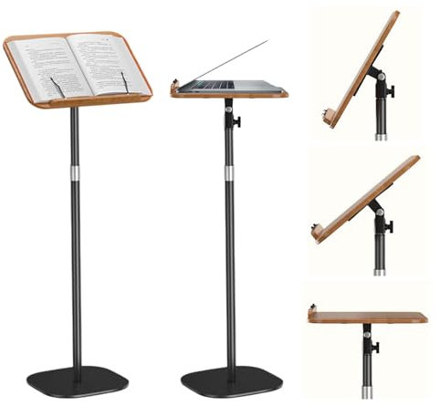 Bureau debout, réglable en hauteur de 46 à 120 cm, avec angle réglable, table d'appoint réglable, bureau mobile pour études, support de podium portable pour l'école, le bureau, l'église