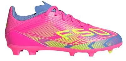 adidas Unisex Kids F50 League Kids FG/MG Fußballschuh Lucid Pink/Lucid Lemon/Blue Fusion 38 2/3