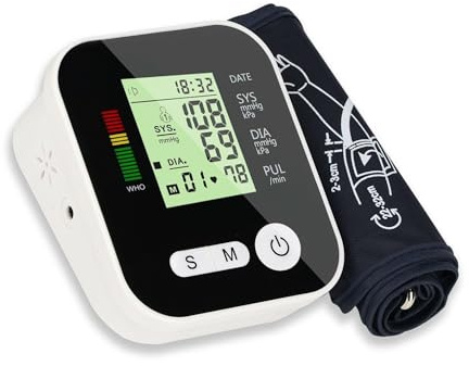 Blood Pressure Monitors Upper Arm Blood Pressure Professional Machine for Home Use, Automatic Heart Rate Monitor & BP Cuff Kit Large Digital LCD Display Black