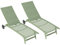 Outsunny Lot de 2 Bains de Soleil transat Chaise Longue inclinable en Aluminium et textilène avec roulettes Dossier Multipositions Charge Max. 150 Kg Vert foncé