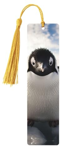 Niedliches hölzernes Pinguin-Lesezeichen mit Quasten, 5 Stück Buchlesezeichen
