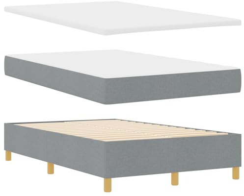 vidaXL Boxspringbett mit Matratze Hellgrau 120 x 190 cm Stoff, Moderner Boxspring-Bett, rechteckiger Rahmen, stylisches Schlafzimmermöbel, bequem schlafen, langlebige Schaumstoffmatratze