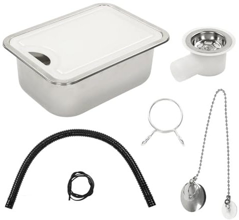Kit de fregadero for RV, lavabo de acero inoxidable con tabla de cortar for barco o yate, 15 x 10,8 x 5,5 pulgadas