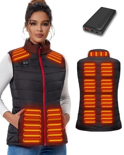 Warmy Veste Chauffante Femme avec Batterie incluse,Gilet Chauffant Femme avec 13 Zones de Chaleur 3 Modes, Gilet Chauffant Electrique pour Plein Air(2XL)