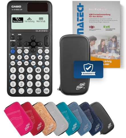 Casio FX 810DE CW Schulrechner mit CalcCase Schutztasche & Fachbuch, Wissenschaftlicher Taschenrechner – ideal für Schule, Studium & Prüfung - Classic Set