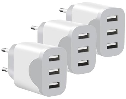 3er Pack USB Ladegerät 15W – 3 USB-A Ports, USB Netzteil Stecker für Steckdose, USB Stromstecker Adapter für Handy Tablet – USB A Ladegerät für Zuhause Büro Reise (Weiß-3)