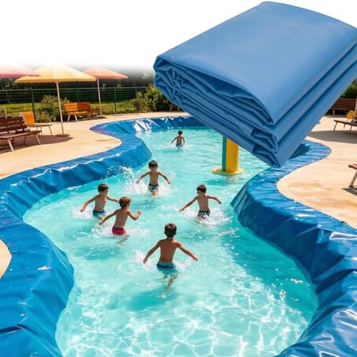 Liyadolaam HDPE-Teichfolie für Vergnügungsparks, Wasserspielfolie, blau, 0,16 mm, Flexible Teichfolie für Bäche, Springbrunnen, Wasserfälle und künstliche Seen(5x7m)